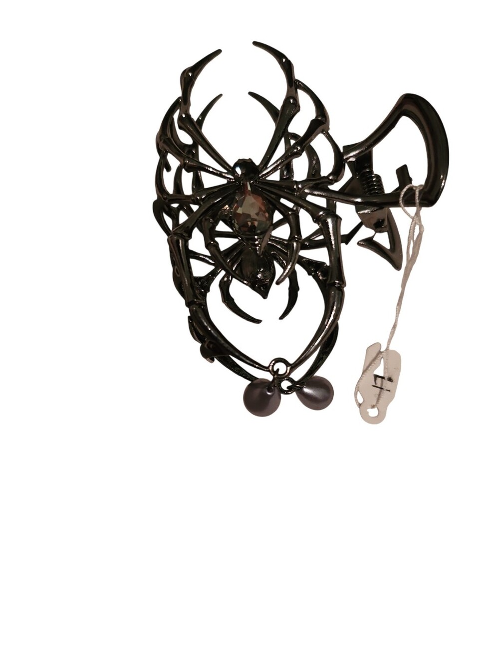 Gothic Spider Hair Clip in Shiny Black Metal